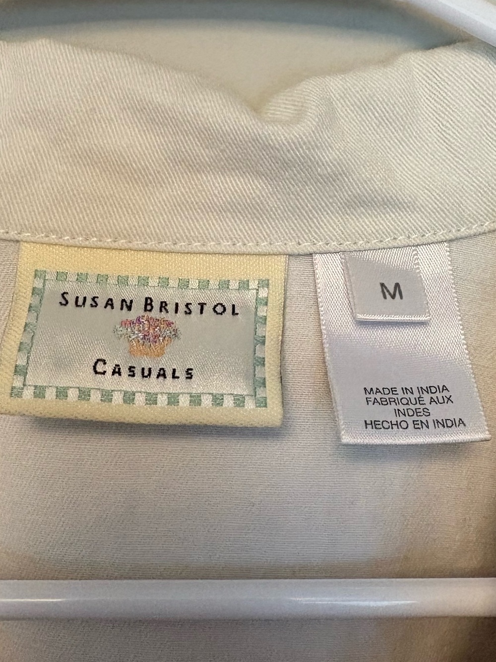 Susan Bristol Casuals Quilted White Denim Jacket Cottage Core Women's Medium - Picture 2 of 10